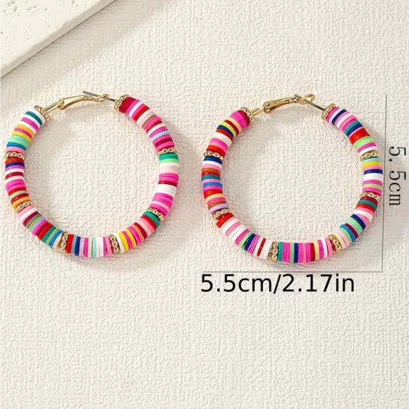 Bright Multi Colored Hoop Earrings - Picture 3 of 4